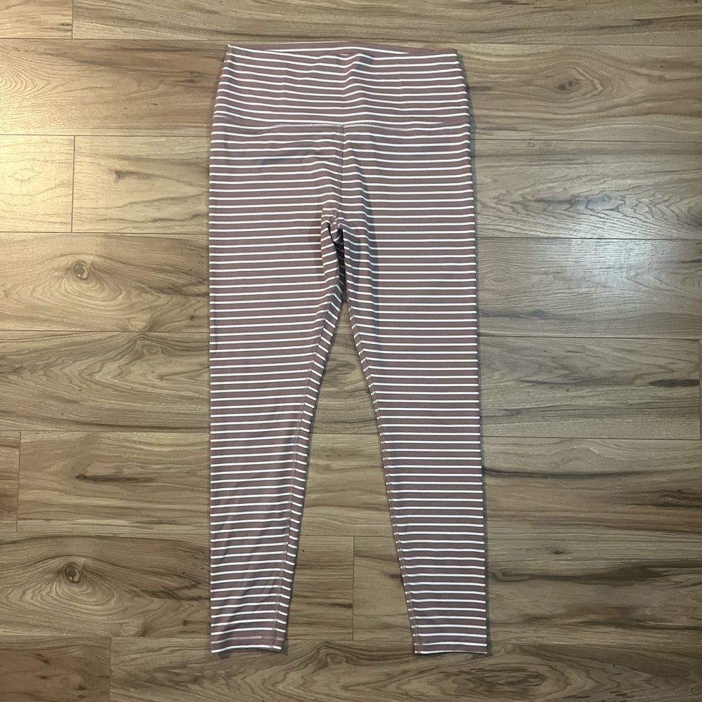 Scorpio Sol Striped Leggings in Dusty Pink and White Stripes